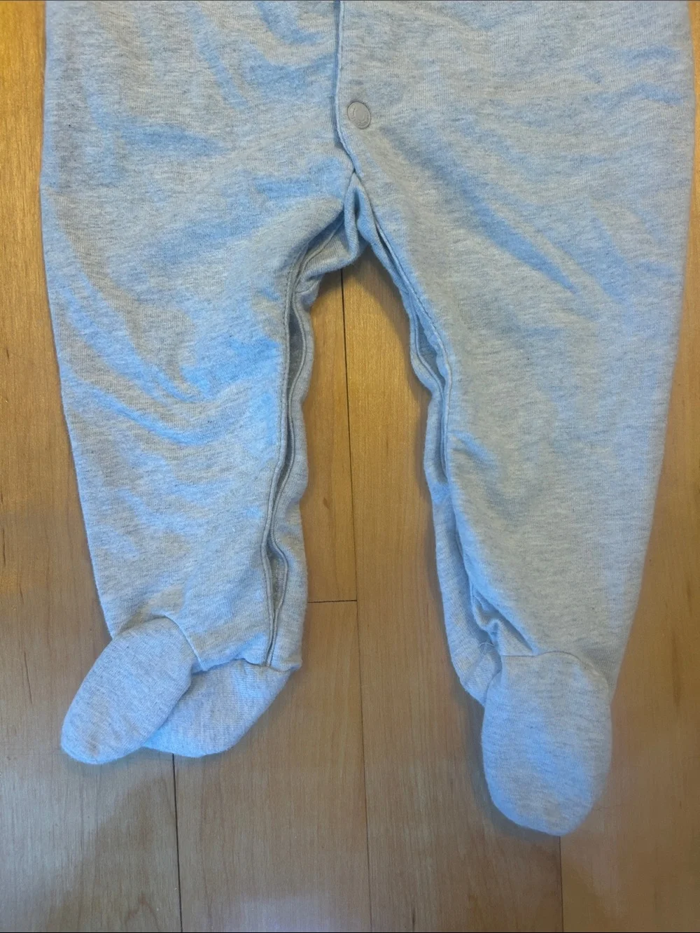 Ralph Lauren Light Gray Footed One-Piece with Navy Trim